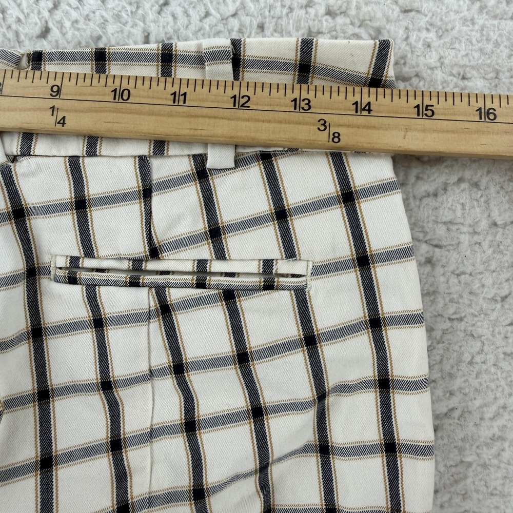 Anthropologie Dress Pants Womens 2P White Plaid Essential Slim Cropped 28x22 NWT - Picture 7 of 8
